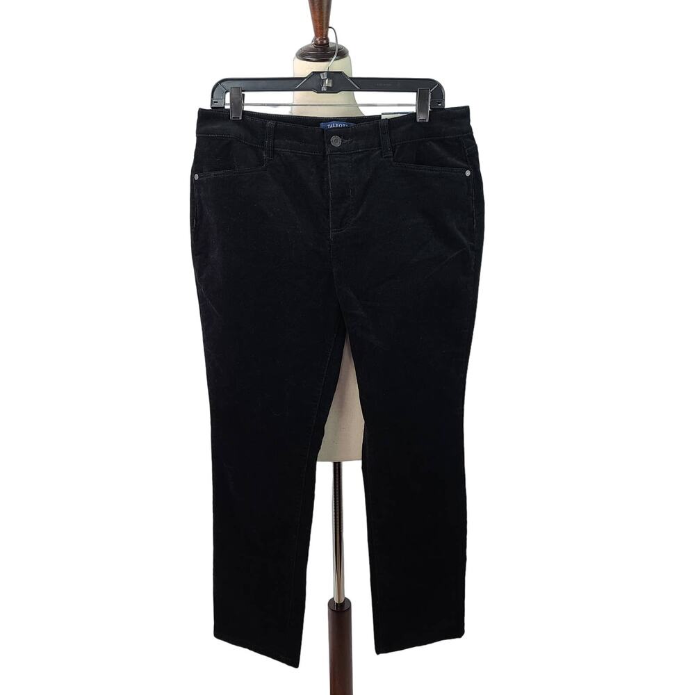 Talbots Black Corduroy Pants 5 Pocket Jeans Straight Leg NEW 12 P